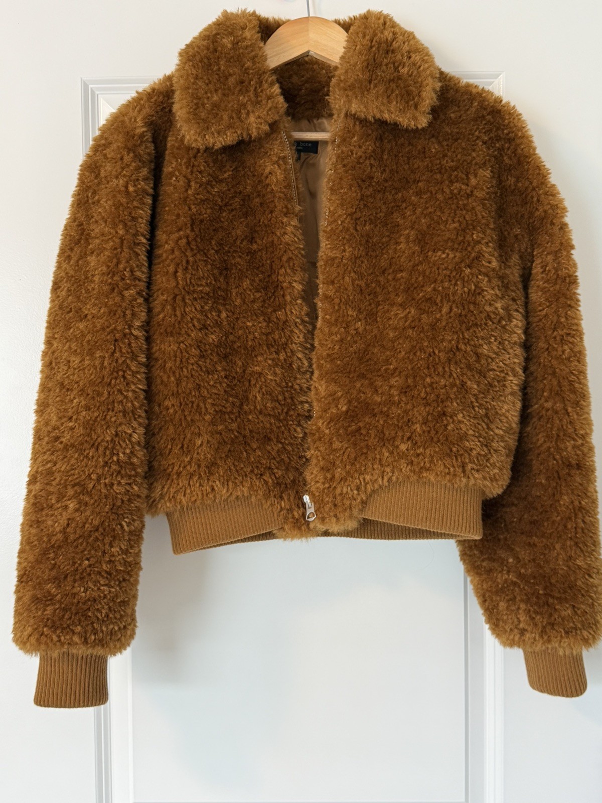 Rag & Bone Women’s US S Nikki Faux fur wool blend Fluffy Jacket Camel