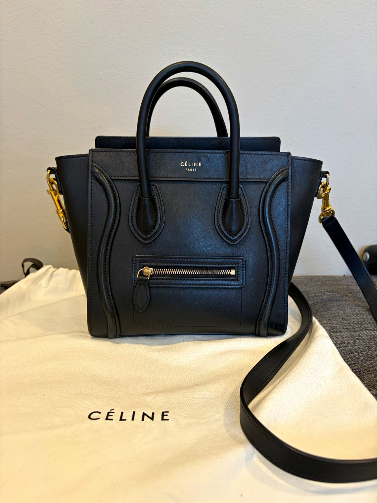 CELINE Black Nano Top Handle Bag
