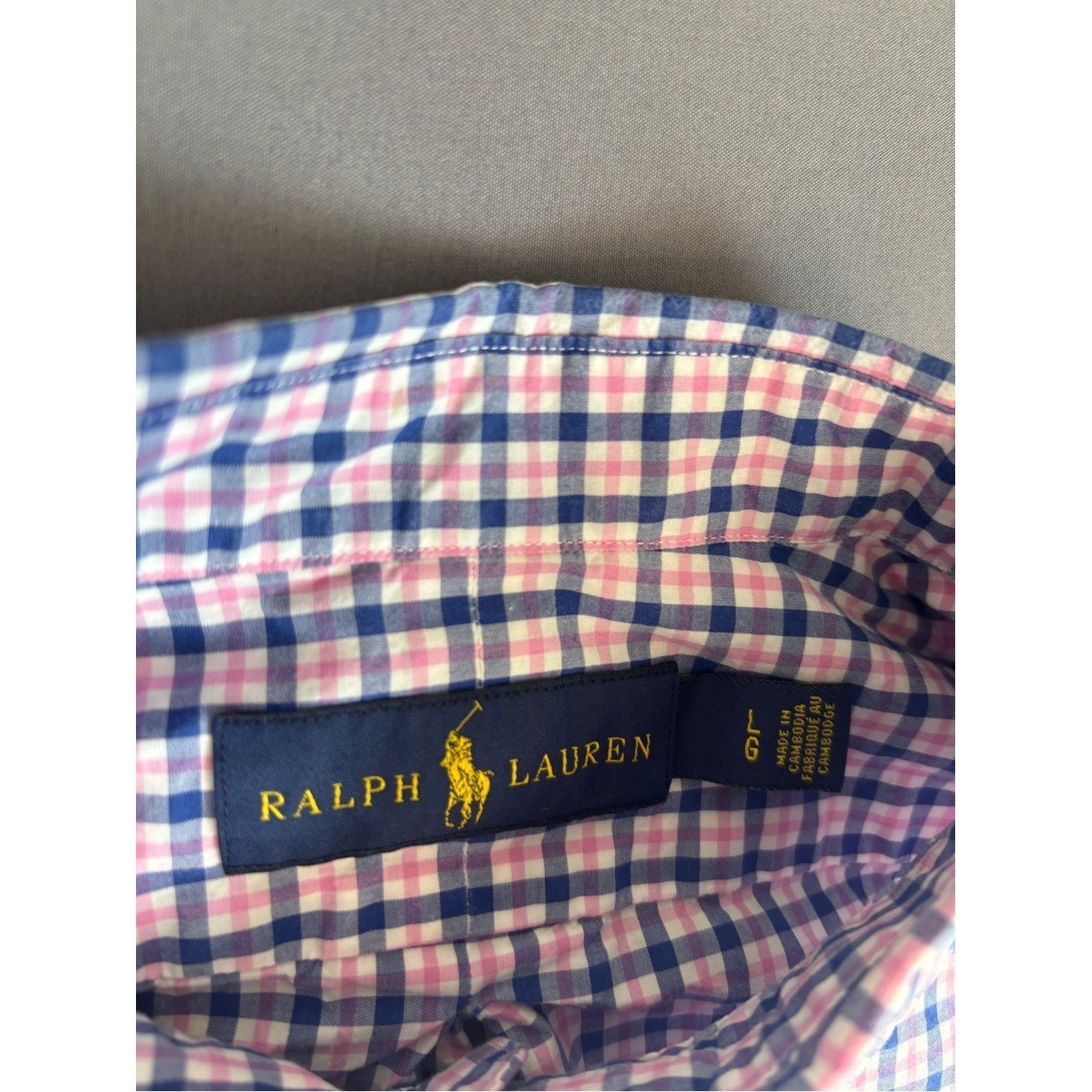 Ralph Lauren LG Blue Pink Plaid Button Down Shirt Cotton Classic Fit Men