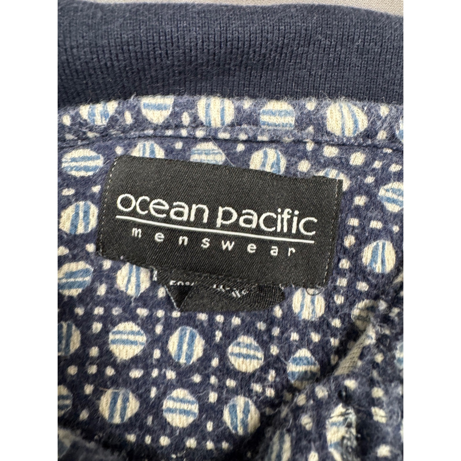 Ocean Pacific Mens XXL Geometric Circle Print Cotton Rayon Polo Shirt