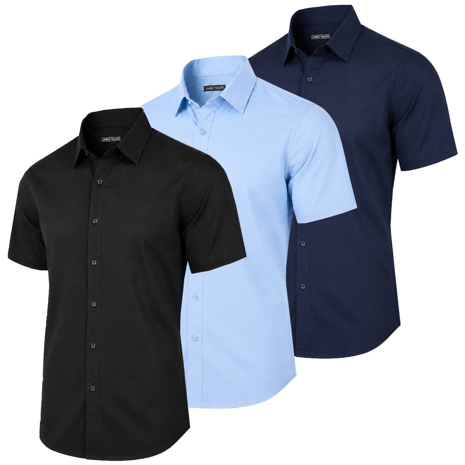 3-Pack Mens Short Sleeve Slim-Fit Design Dress Shirts (Sizes- S-3XL) Free Ship