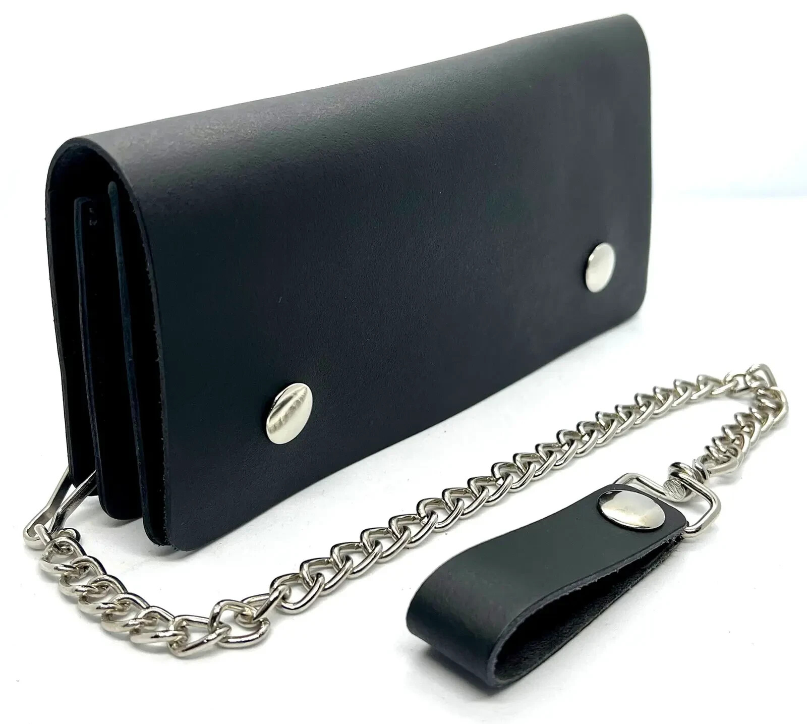 Genuine Leather Men’s Biker’s Long Wallet Trucker Motorcycle Trucker Steel Chain