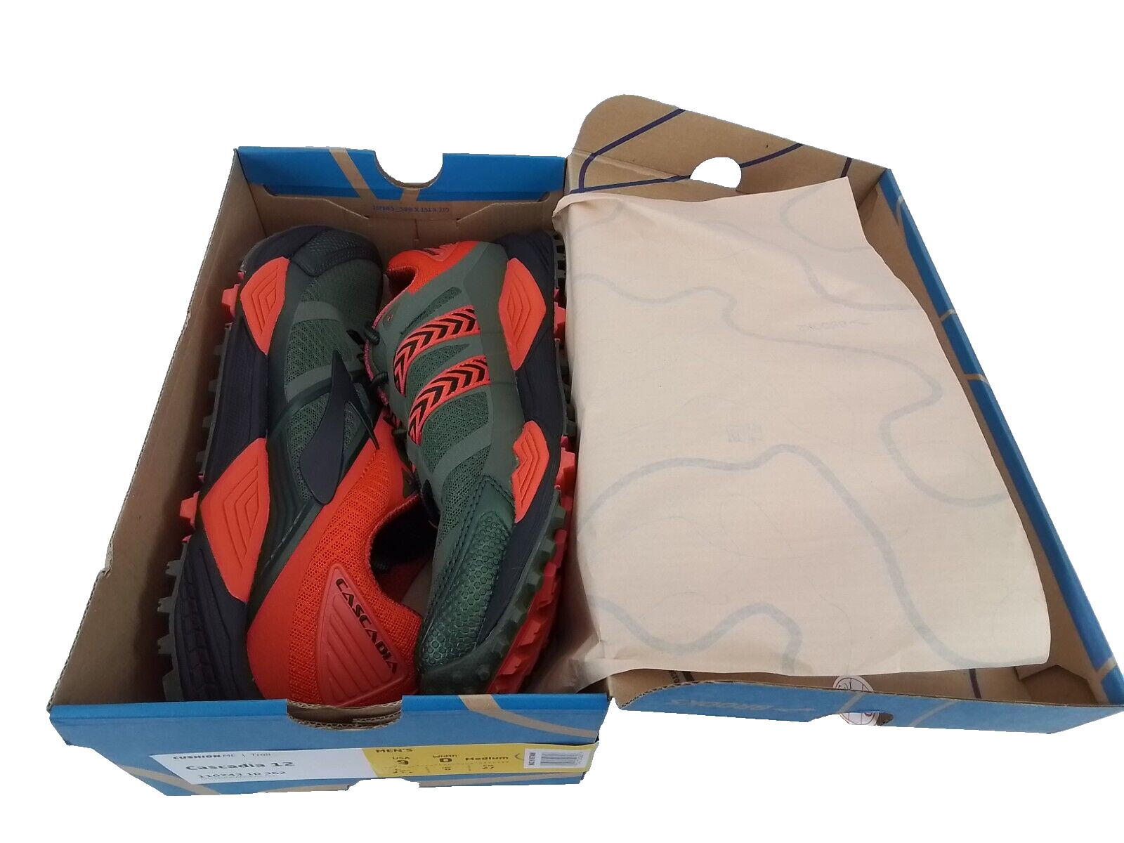 Brooks Cascadia 12 Trail Green / Orange / Black New In Box