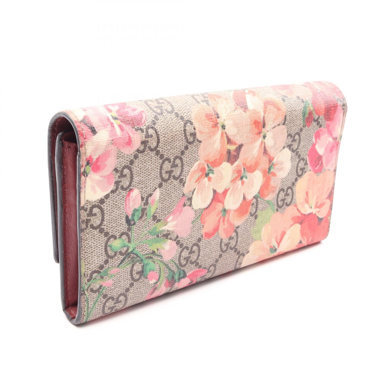 GUCCI GG Blooms Continental Wallet Bifold Purse 404070 canvas Beige Used