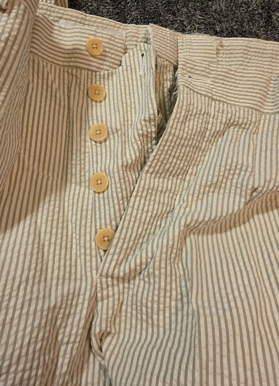 Haspel 2 Piece Seersucker Suit Tan Bisque White Men 46R 34×30 Old Money Southern