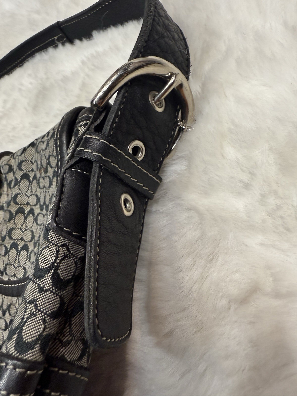 Coach Soho Buckle Signature C Canvas and Leather Shoulder Bag