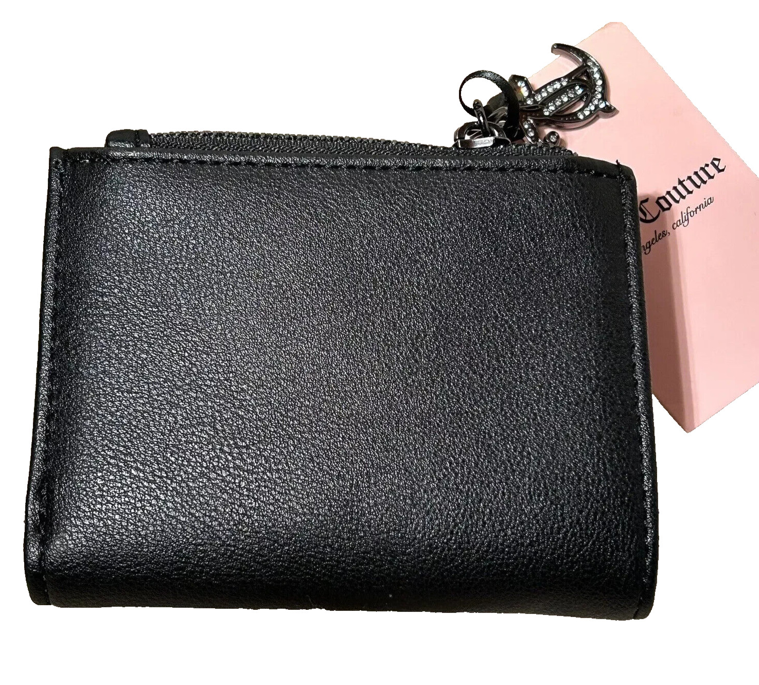 NWT Juicy Couture 2 Piece Set Bifold Wallet + Card Case Silver Tone Studded Logo