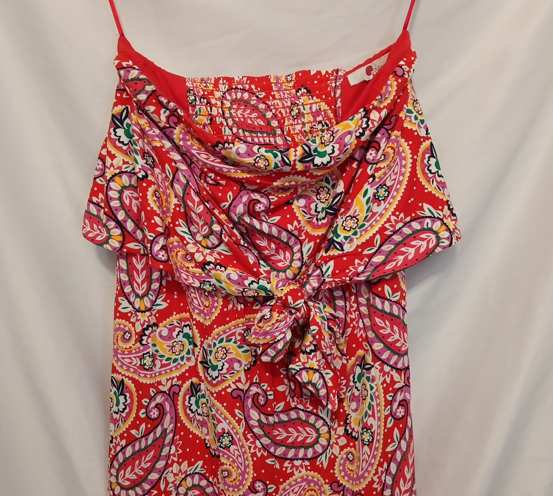 BODEN Lilah Multi Way Strapless Dress Women 6P Petite Red Paisley Halter