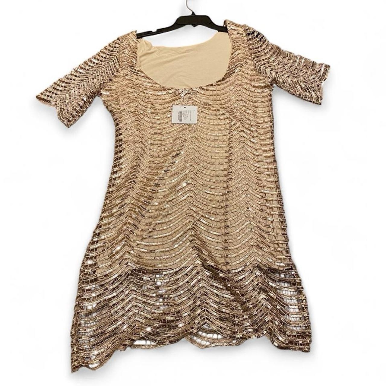 Haoduoyi Gold Sequin Open Back Dress, Size XXL.