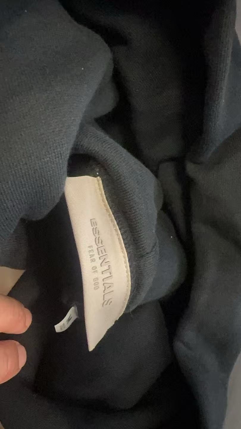 Fear of God Essentials Black Stretch Limo Hoodie Size M