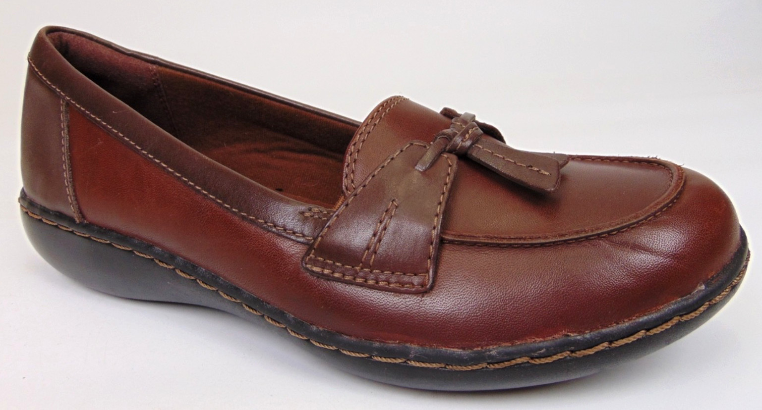 Clark Collection Women’s Ashland Lily Dark Tan Leather Loafers Size 8.0 M,