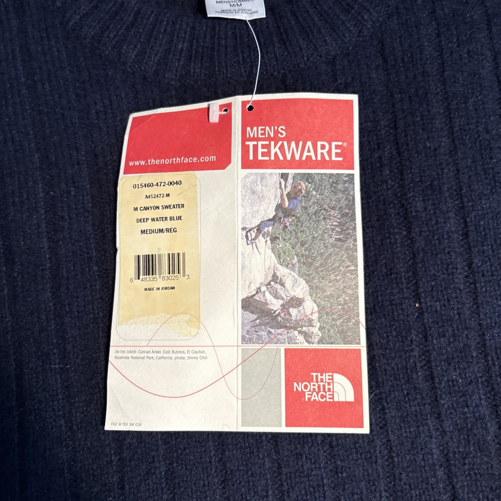 North Face Sweater Men’s Tekware Medium Canyon Sweater Deep Water Blue Ribbed