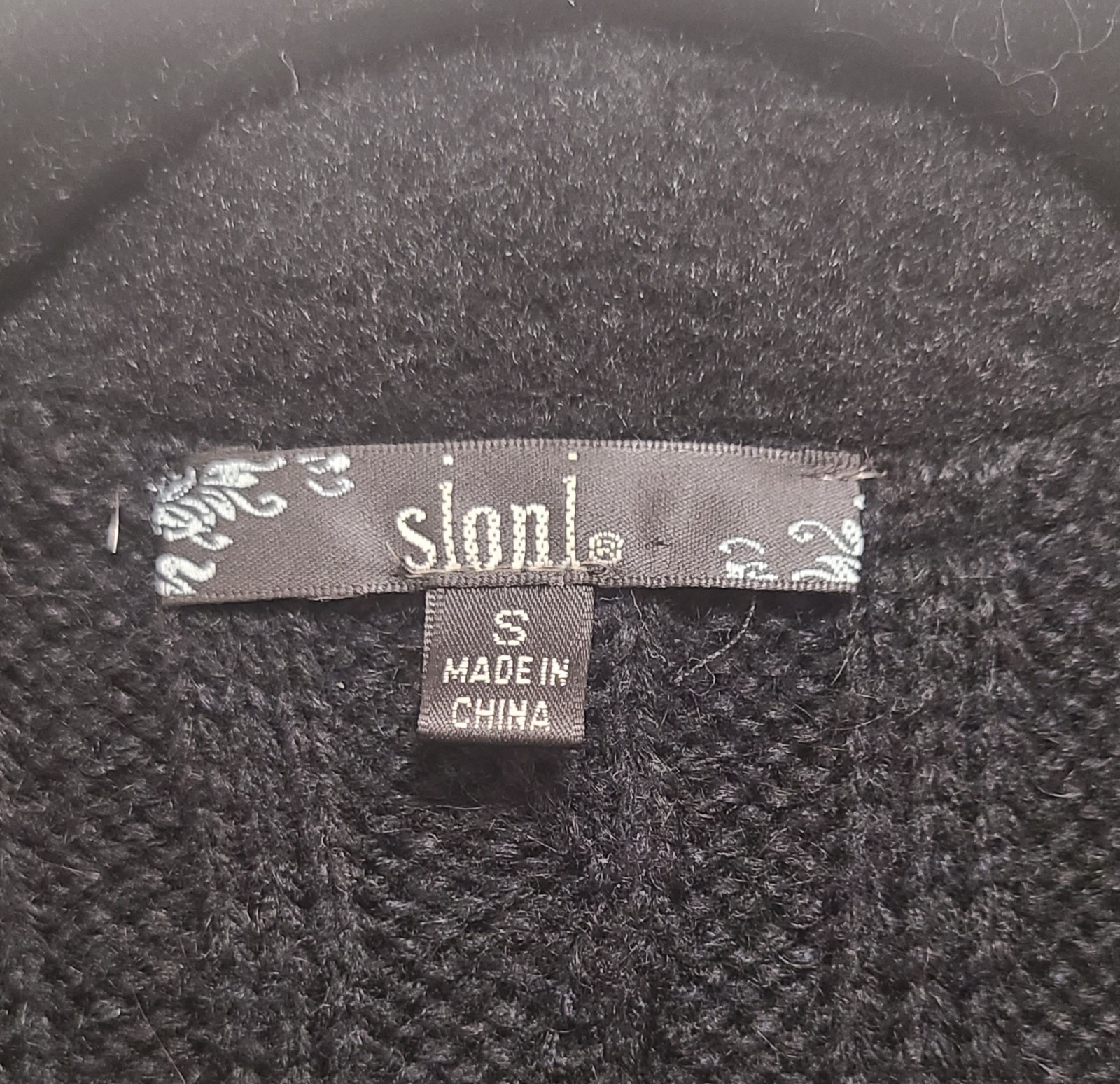 Sioni Women’s Black Multicolor Knit Cardigan Sweater Faux Fur Pockets S