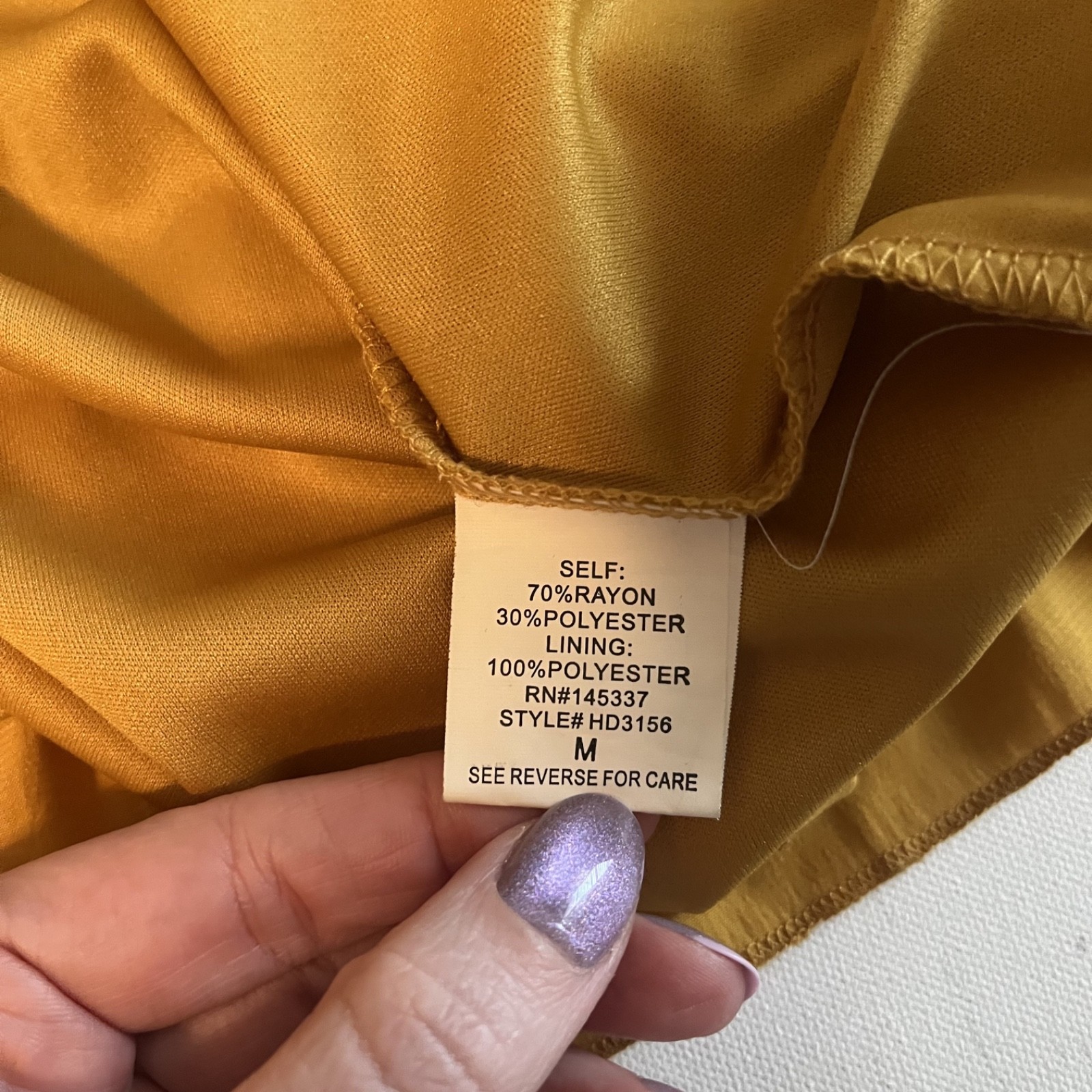 Hesperus Womens Square Neck Mustard Yellow Dress Long Sleeve Ruched Waist Med