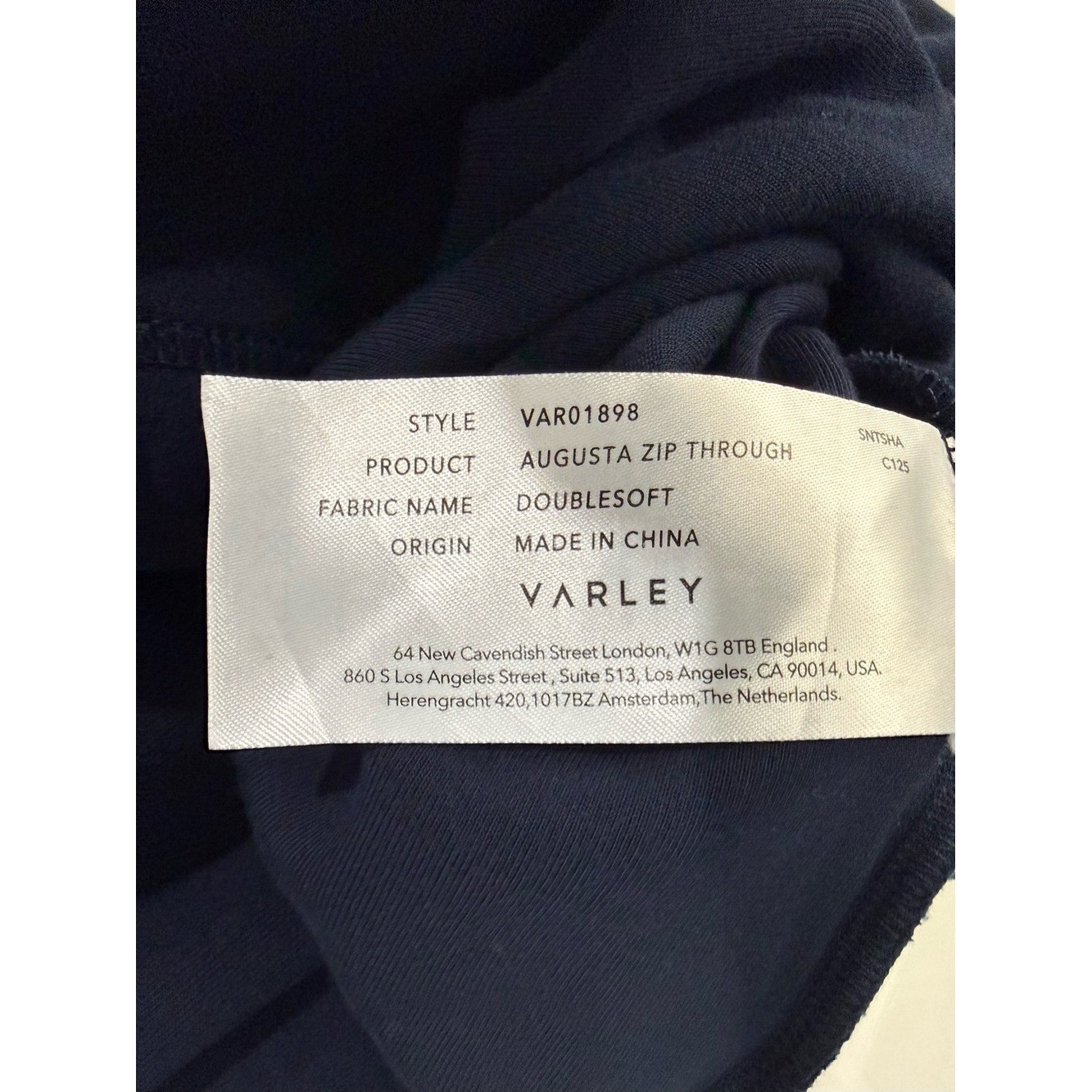 Varley Evereve Sweatshirt Jacket Women Augusta Zip Through Navy Doublesoft Sz M