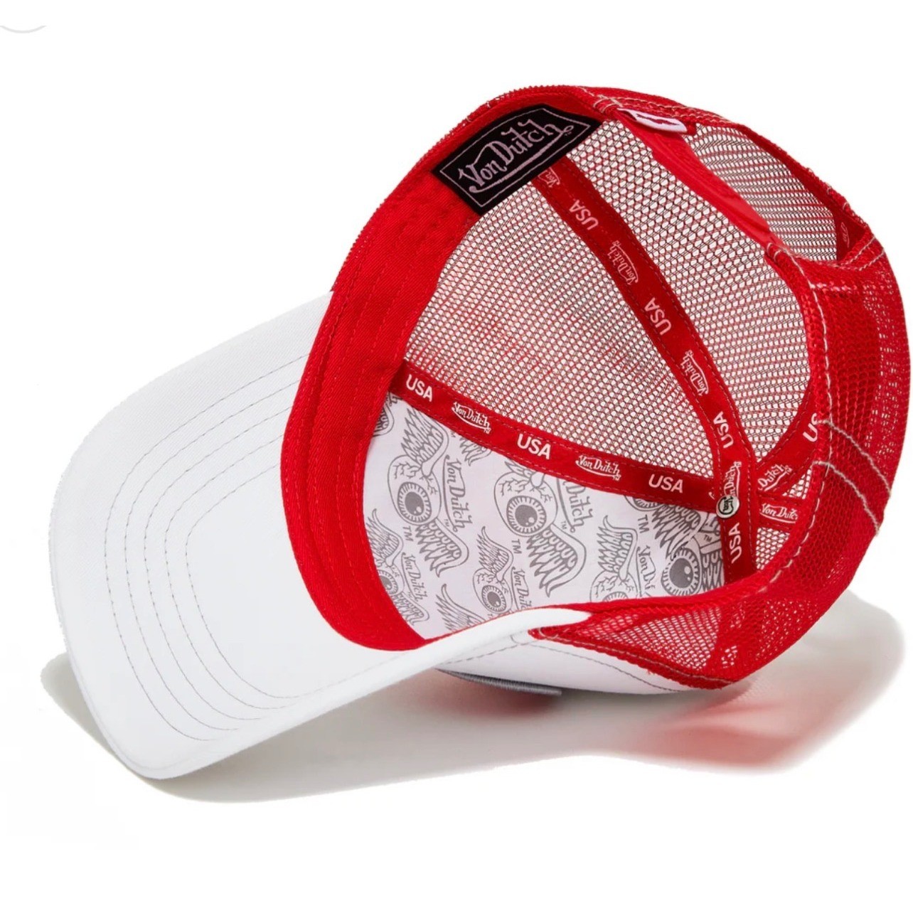 NEW Von Dutch Hat Gym RED White Patch Trucker Mesh SnapBack Cap Retro unisex Y2K
