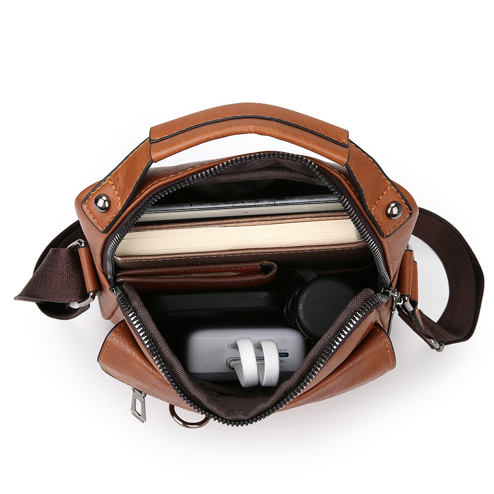 Men Vintage PU Leather Crossbody Bag Shoulder Handbag Travel Messenger Bag