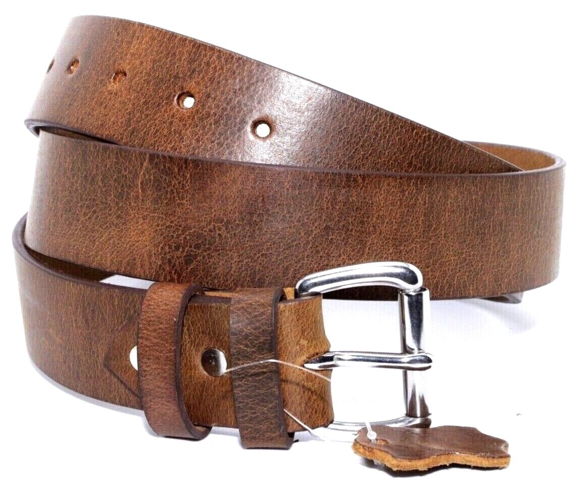 Men’s Genuine Buffalo FULL GRAIN Leather Belt, 1 1/2″ width, Handmade, By Amish