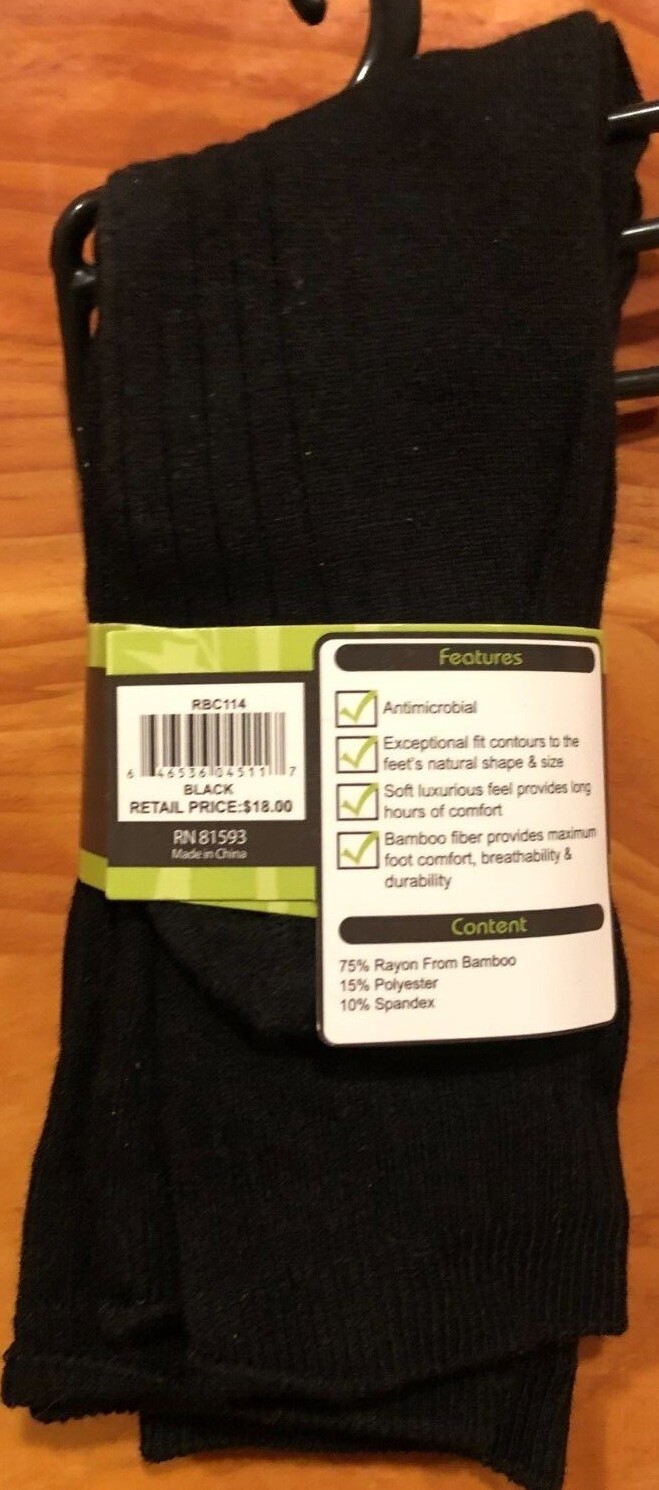 3 Pairs BAMBOO BLEND Luxury Socks 75% Rayon from Bamboo $18 Fits Shoe size 7-12