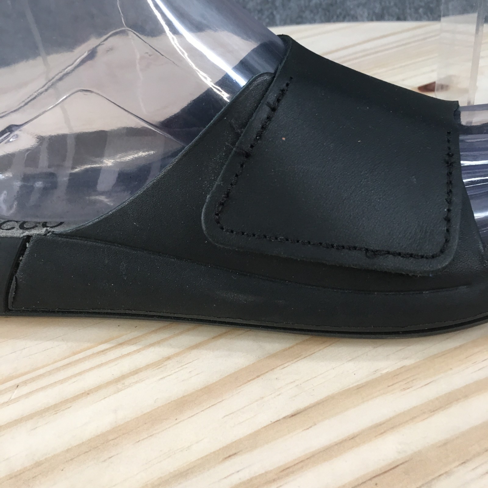 ECCO 2nd Cozmo Sandals Womens 40 Casual Slip On One Band Slide Black Leather