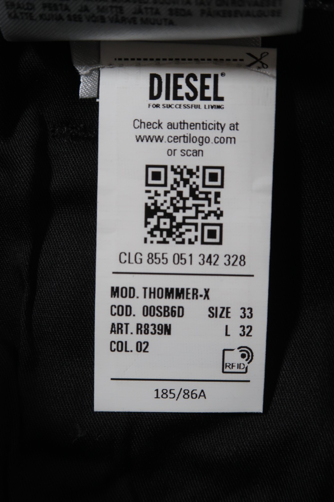 Diesel Jeans THOMMER-X Mens Stretch Slim Skinny Grey Jeans W33 L32 Wash R839N
