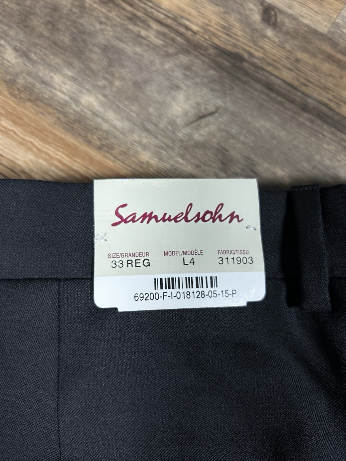 Samuelsohn Pants Men’s 33×38 Unhemmed Black Super 110’s Pleated Wool Italy L-4