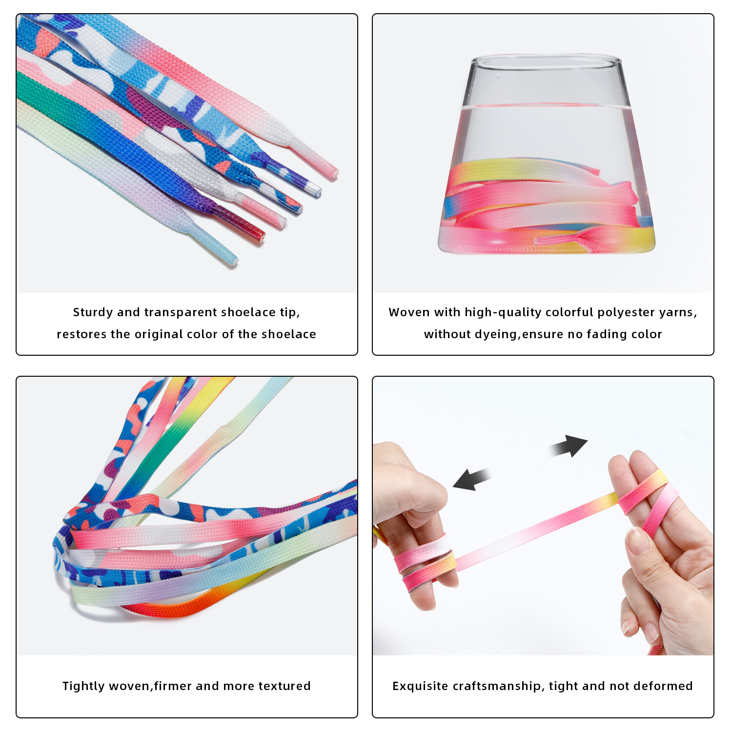 2Pair 24 36 45 63 72 Inch Flat Shoelaces Replacement for Sneakers Boots Rainbow