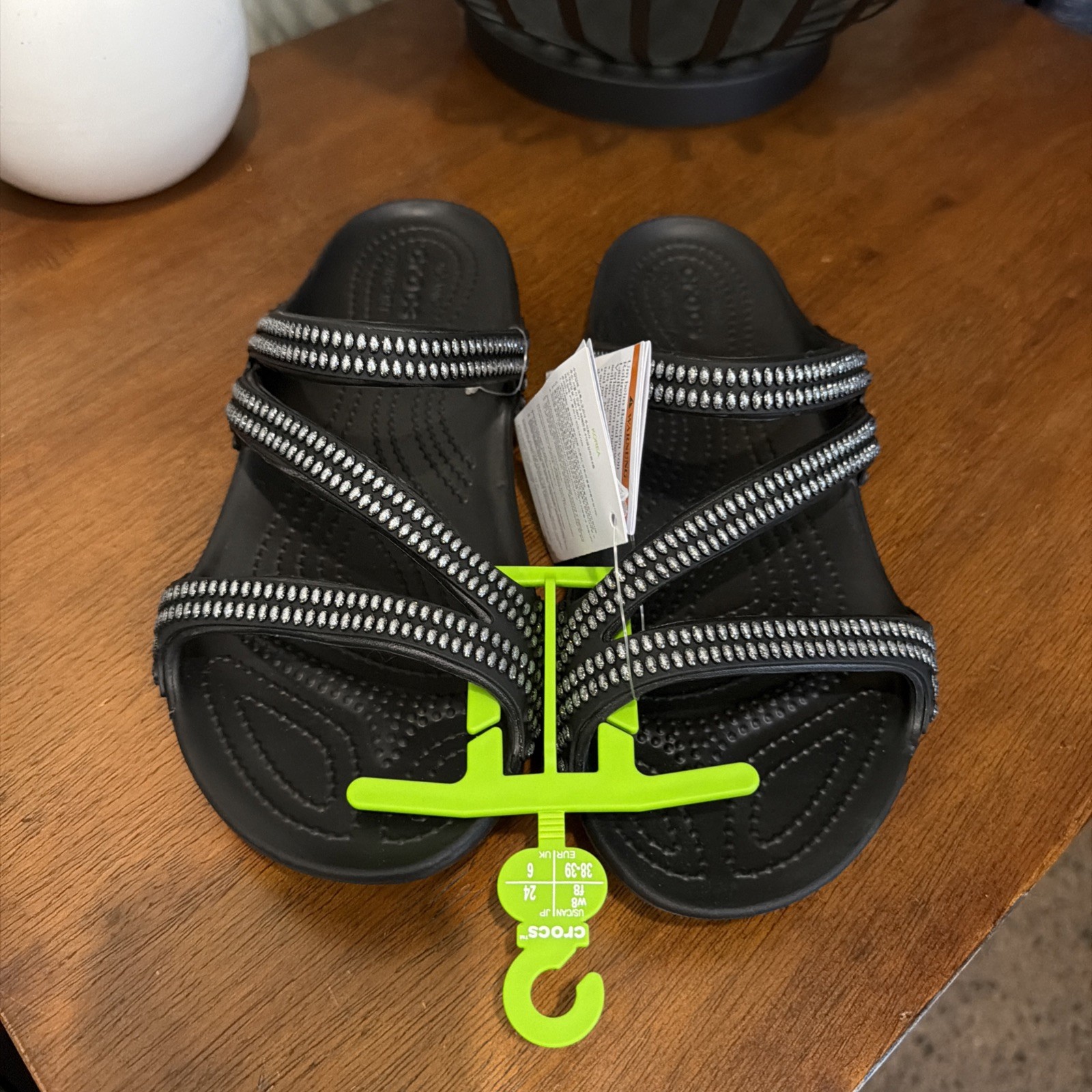 CROCS Kadee II Black JEWELS Strappy Sandal Flip Flops Sparkle NWT Women Sz 10