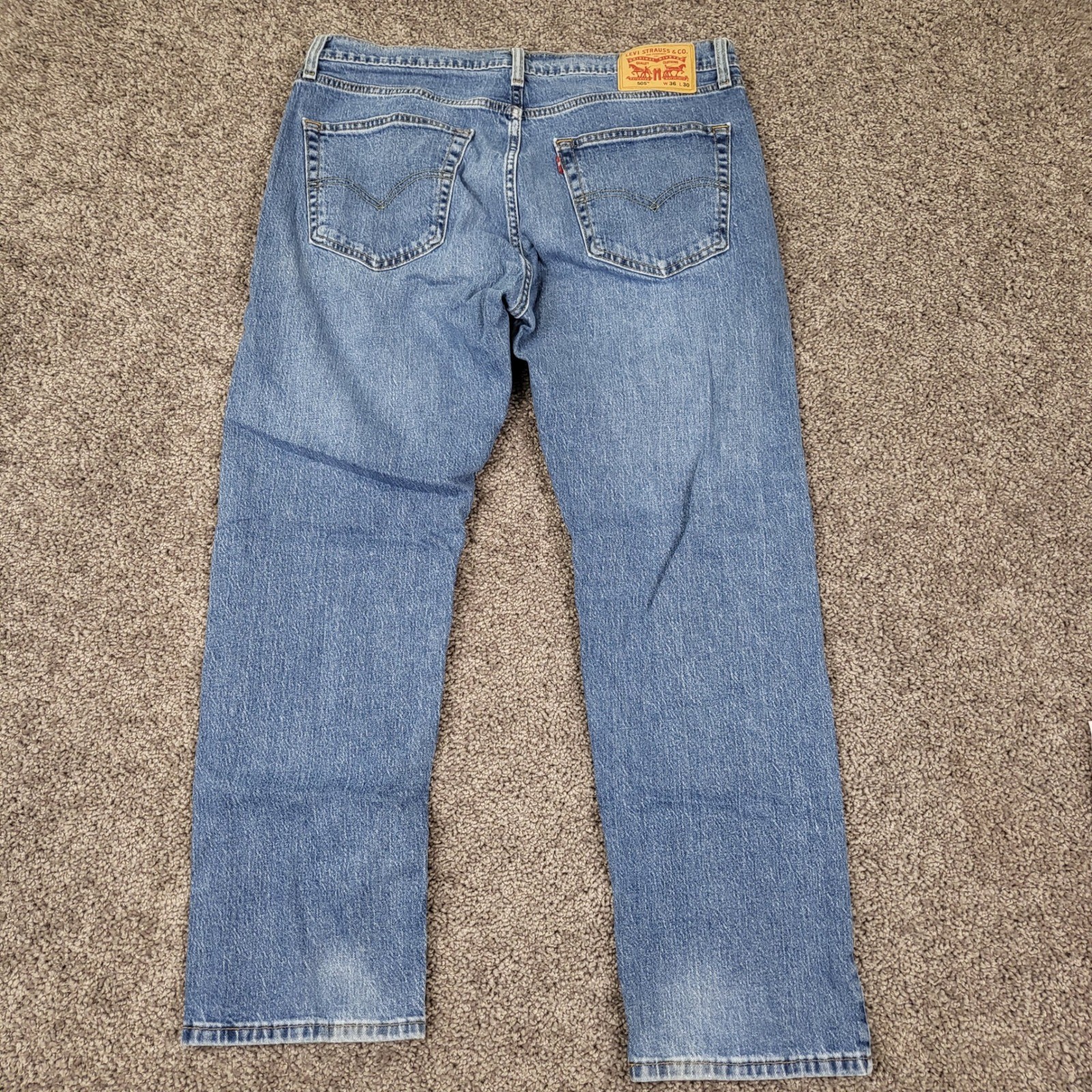 Levi’s 505 Regular Fit Jeans Men 36×30 Blue Excellent WaterLess Denim 00505-2958
