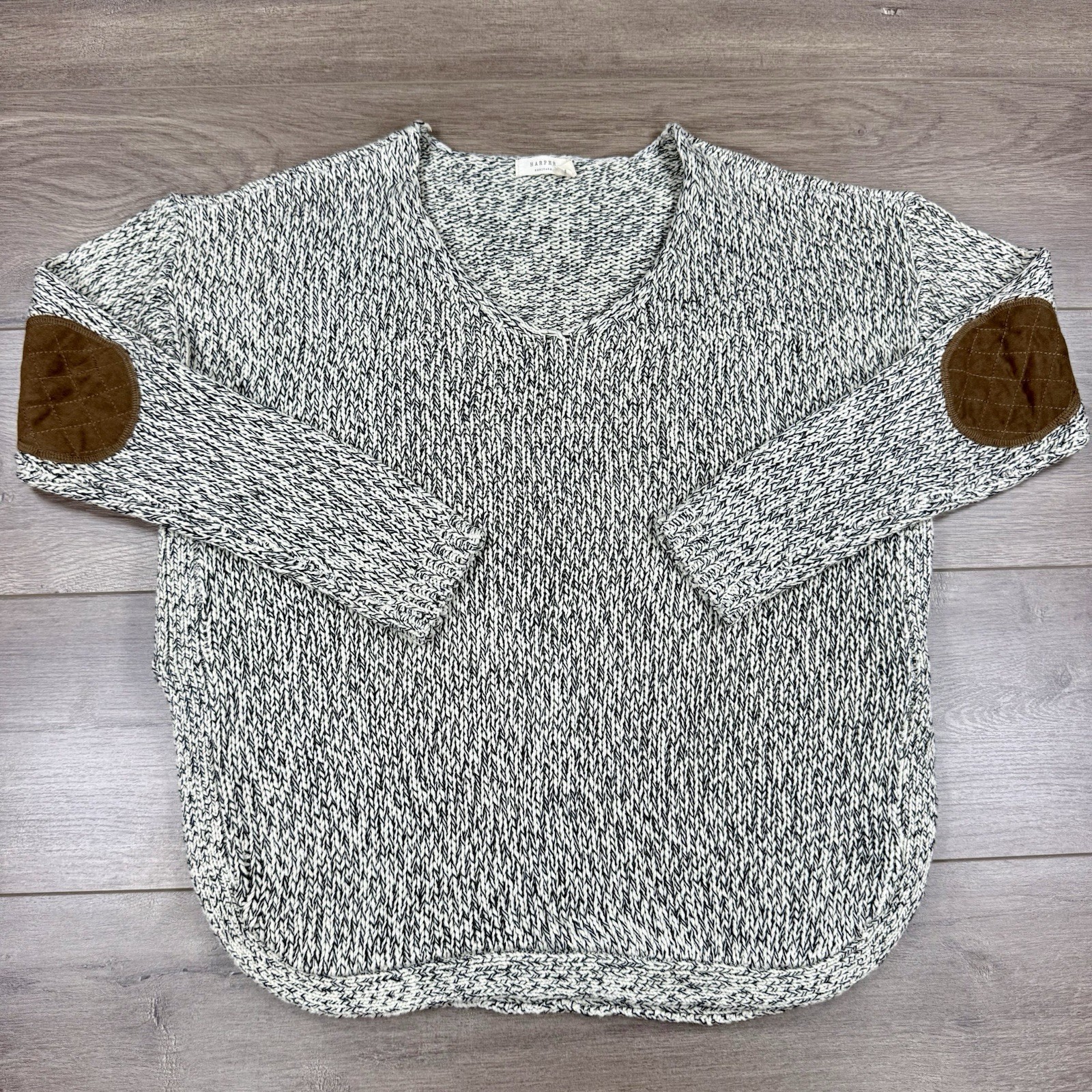 Harper Heritage Lightweight Knit Tunic Sweater Elbow Pads Women’s Medium