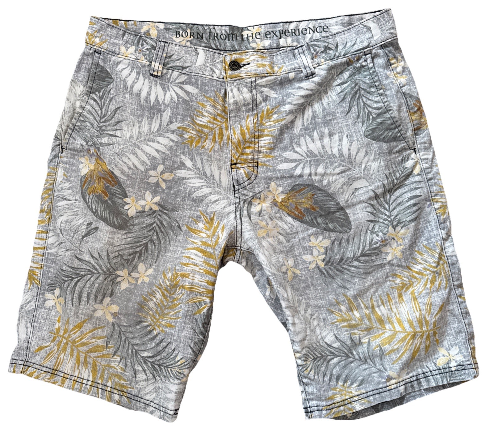 Prana Leaf Print Tropical Shorts Mens 35 (Fit36) Bermuda Casual Travel Beach
