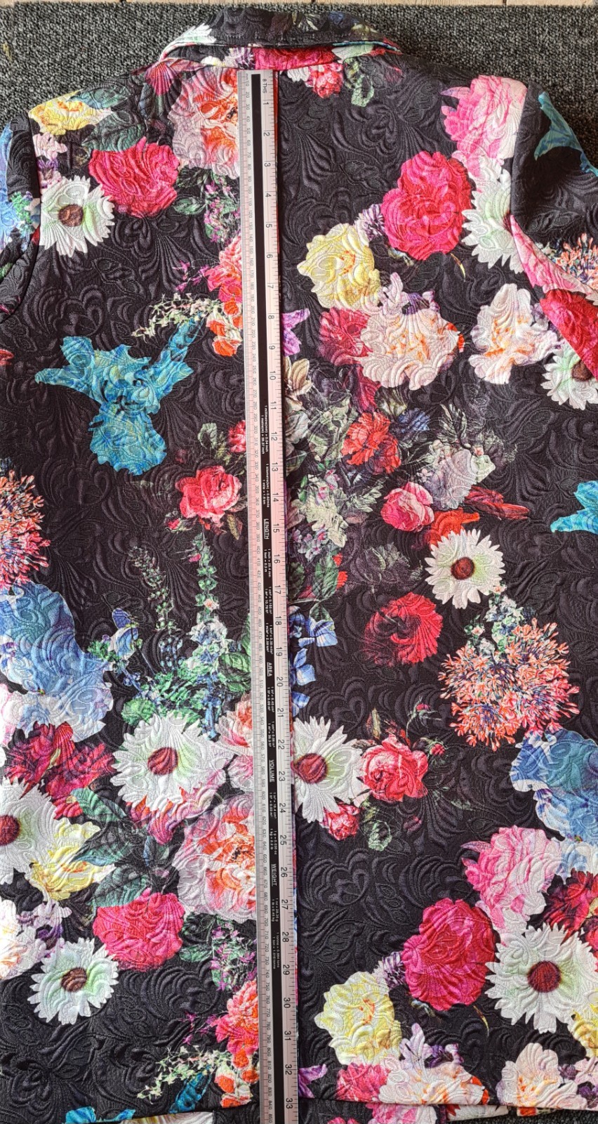 Jolie Moi Floral Jacket UK 14 Double Breasted Textured Blazer Jacket