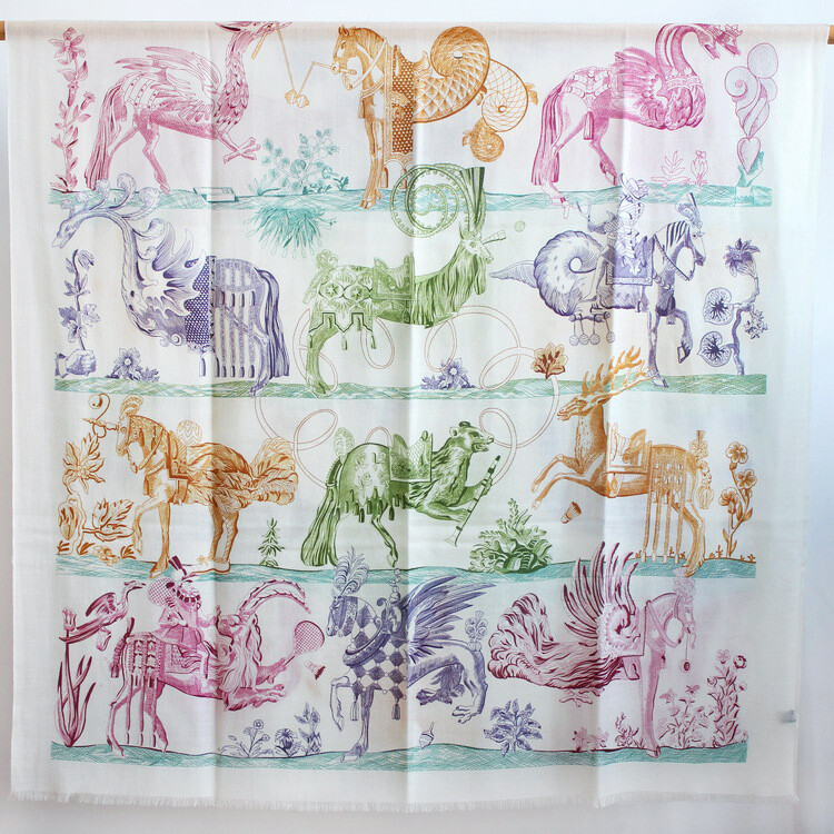Sallys Cashmere Ring Scarf Wrap Shawl Unicorn Print Thin Soft Delicate 78″ x 39″