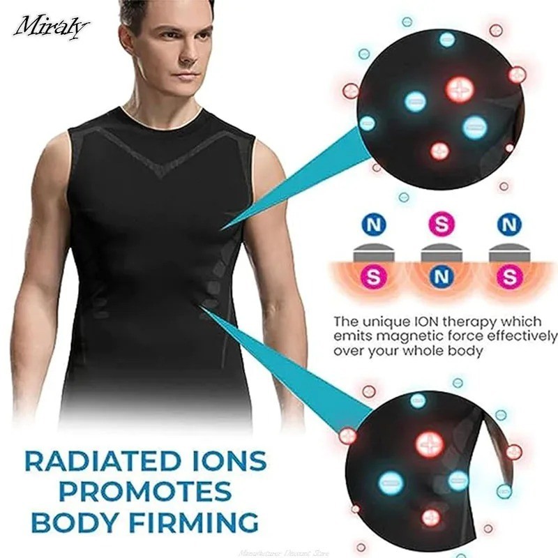 Men Compression Shirt Version Ionic Shaping Sleeveless Vest Sport Tank Top S-3XL
