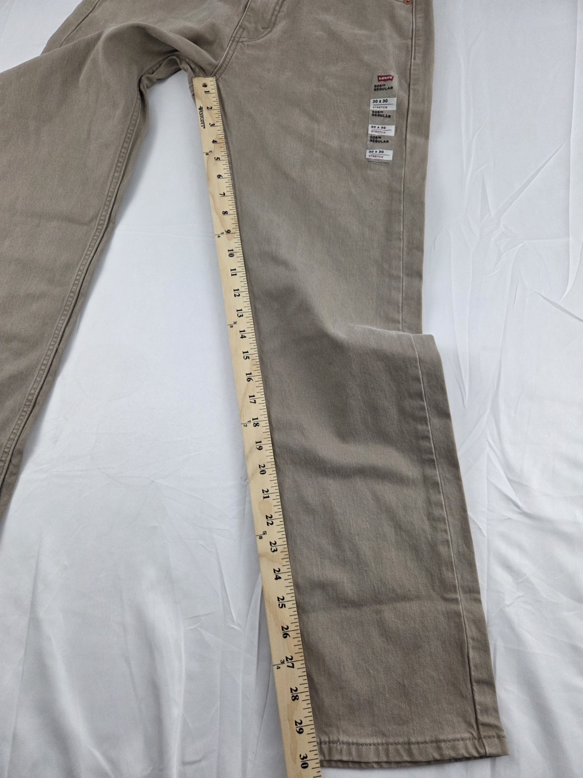 Levis Mens Jeans 505 Regular Straight Leg Stretch Size 30X30 Sand Brown