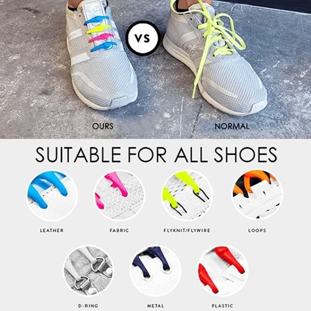 24 Pcs No-Tie Elastic Shoelaces – Stylish, Adjustable & Easy for Everyone