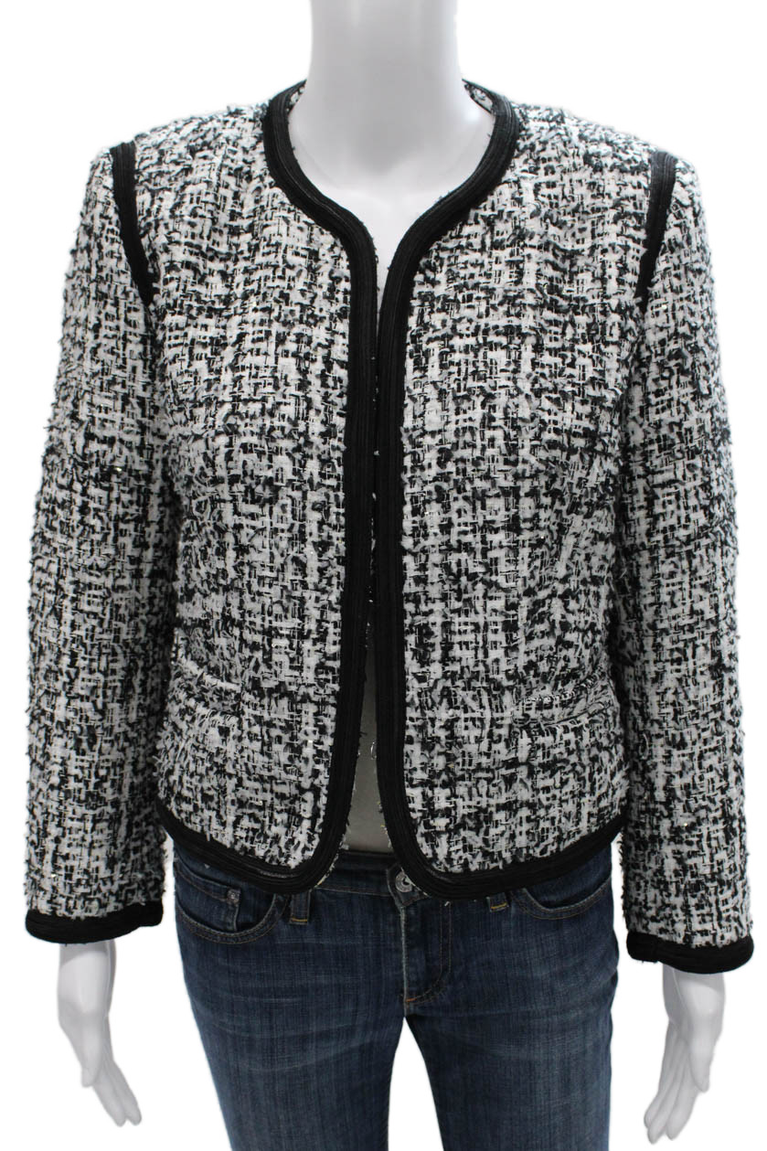 Sandro Womens Basic Jacket Black Polyester Abstract Hook & Loop Size 36
