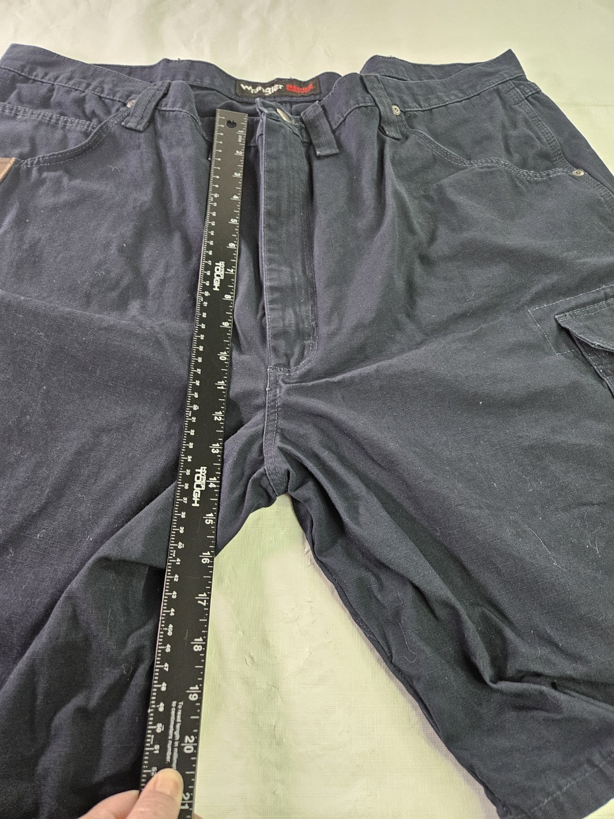 Wrangler Riggs Workwear Carpenter Short Men 44×10.5″ Blue Hammer Loop Canvas