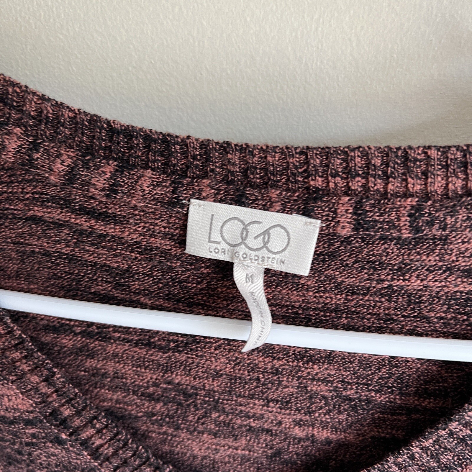 LOGO By Lori Goldstein Brown Orange Marled Cashmere Blend Tunic Sweater Medium