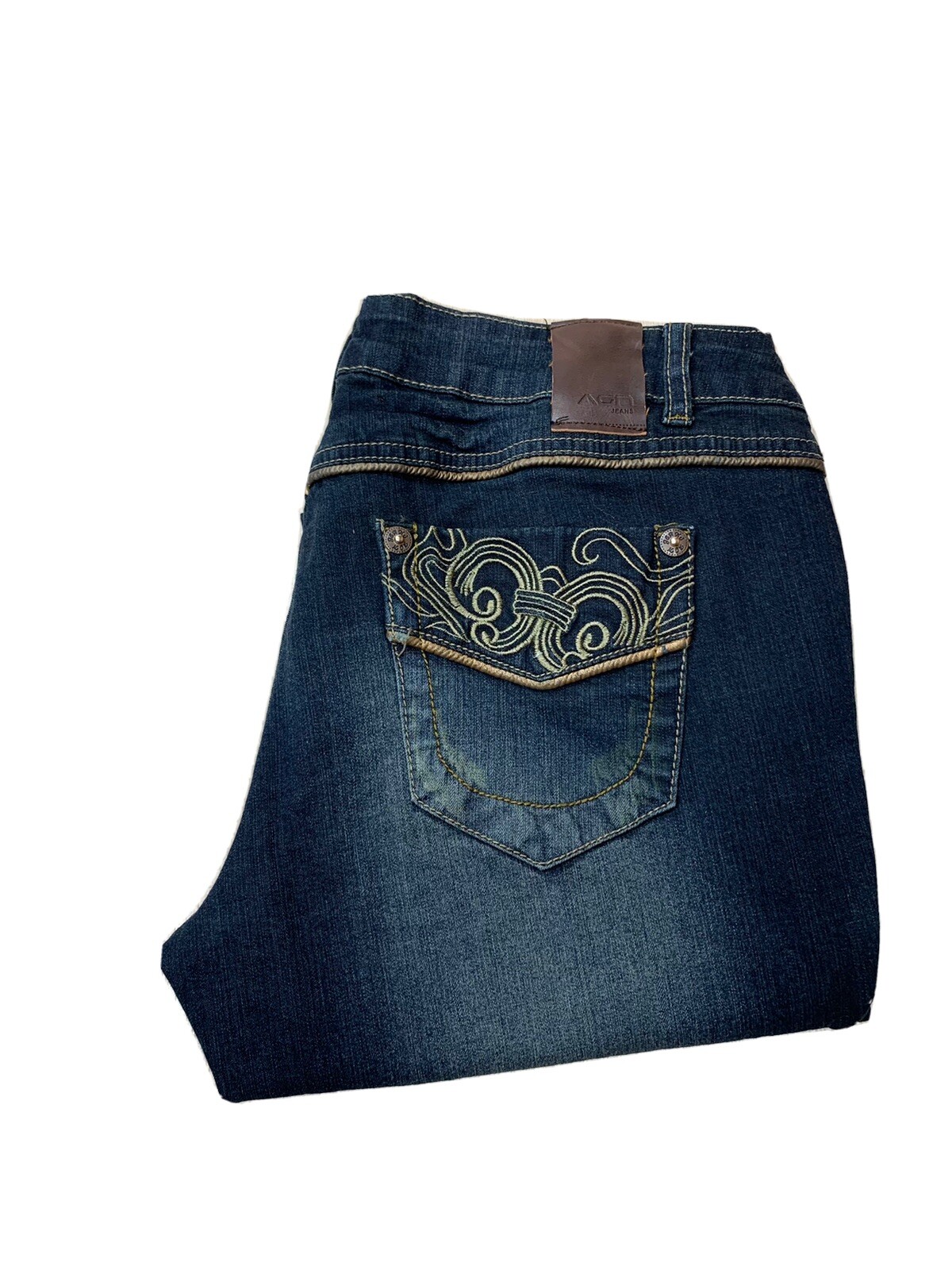 AGN Women’s Blue Denim Jeans Dark Wash Blue Size 11 Bootcut Approx 32×29