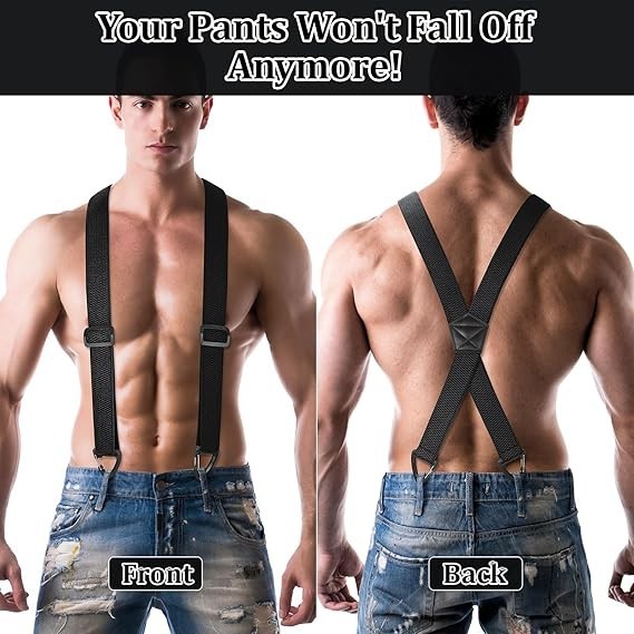 Heavy Duty Elastic Suspenders for Men Trouser Pants Braces Strap Work Belt