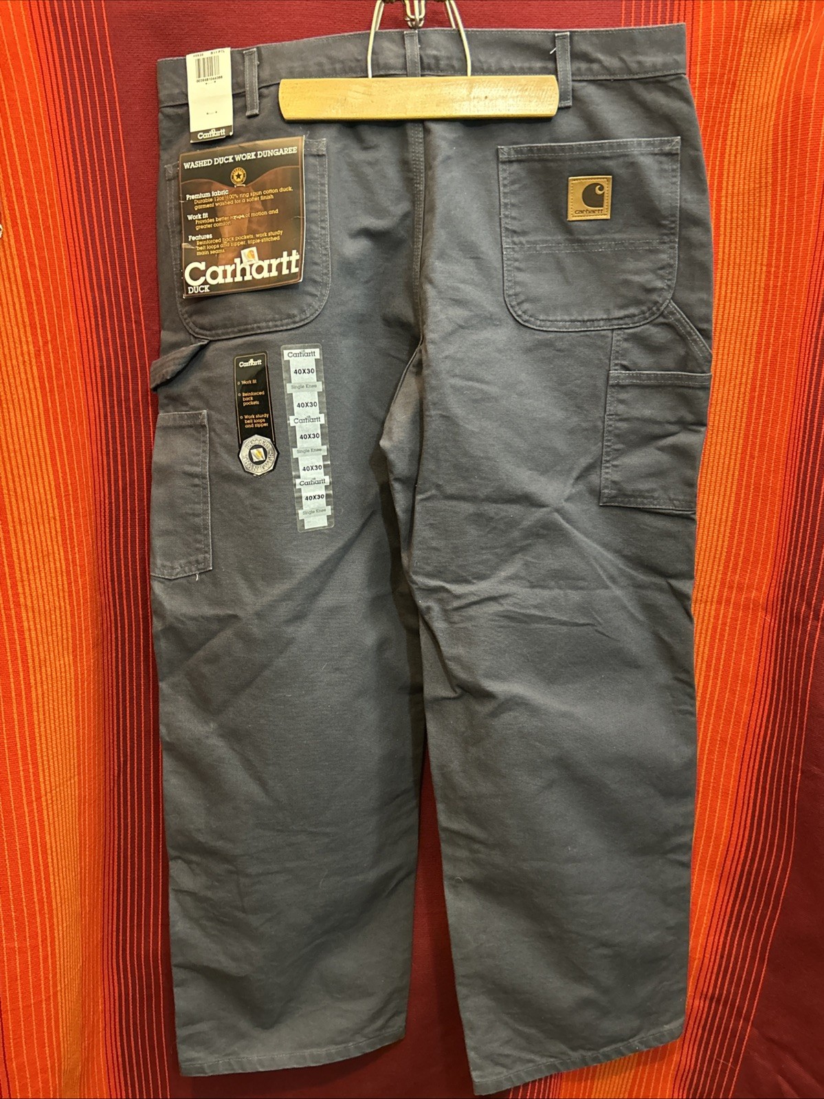 NWT Carhartt Carpenter Pants 40×30 Gray B11 PTL Deadstock Single Knee