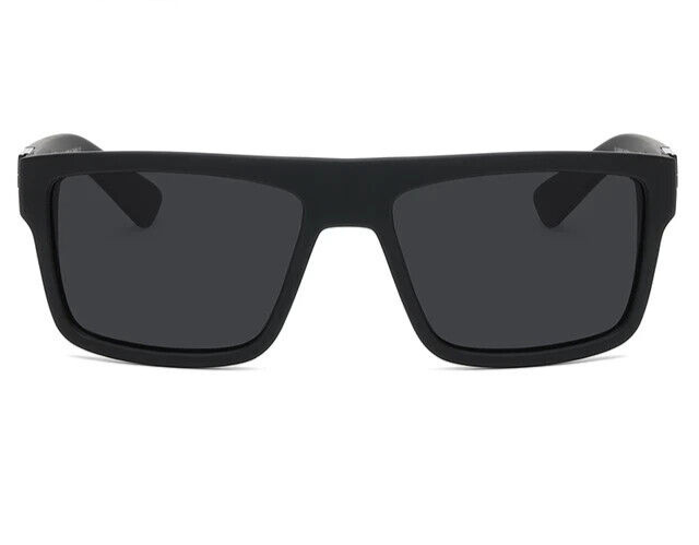 NEW Polarized Square Sunglasses Soft Matte Black Gray Arms Dark Smoke Lens