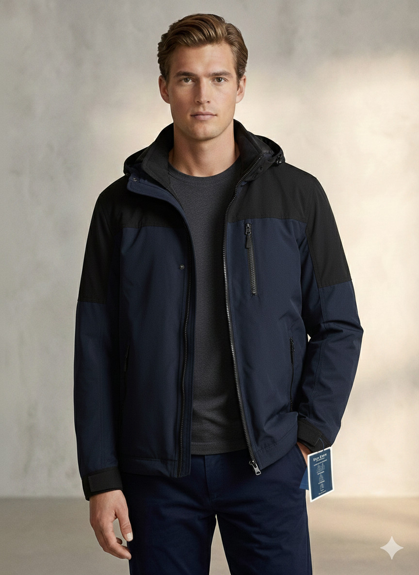 Club Room Performance Mens Blue Black 3-in-1 Hooded Full-Zip Coat Jacket Size XL