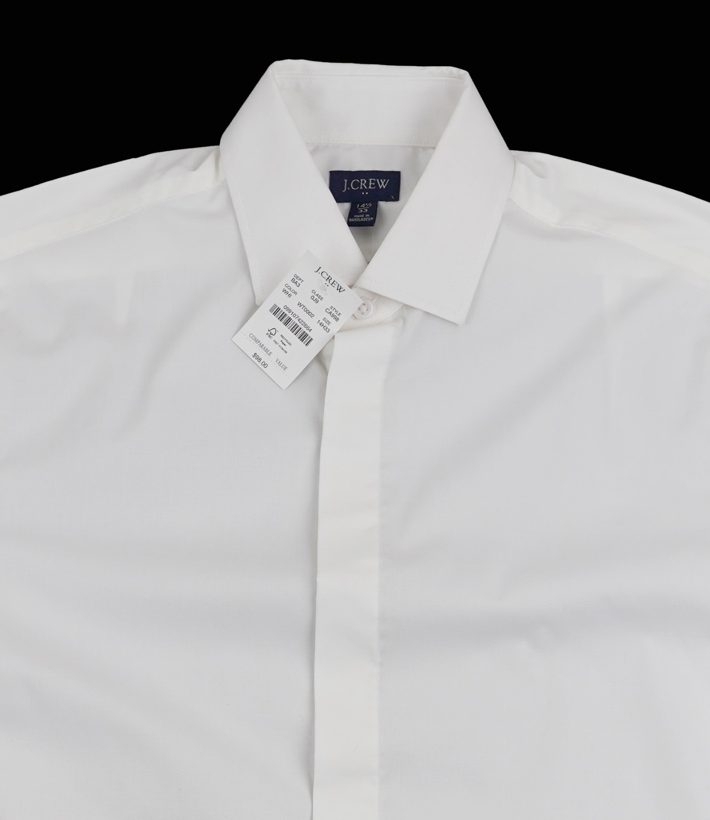 New JCREW Size 14.5 / 33 Thompson Tuxedo Shirt in White $98 CA998