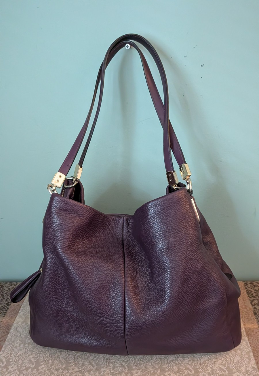 Coach Madison Phoebe Plum Purple Leather 3 Compartment Shoulder Tote GUC