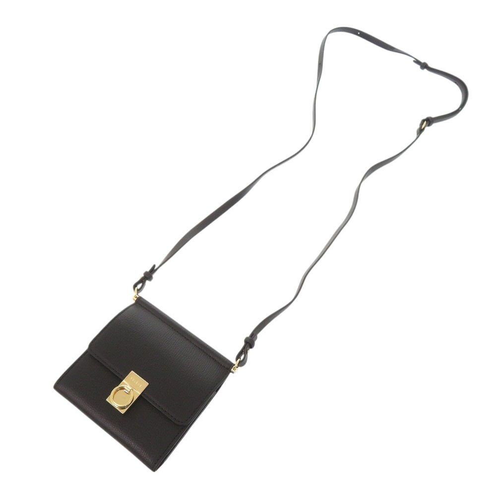 Excellent Condition POLENE Numero Sept Crossbody Wallet Leather Black Shoulder W