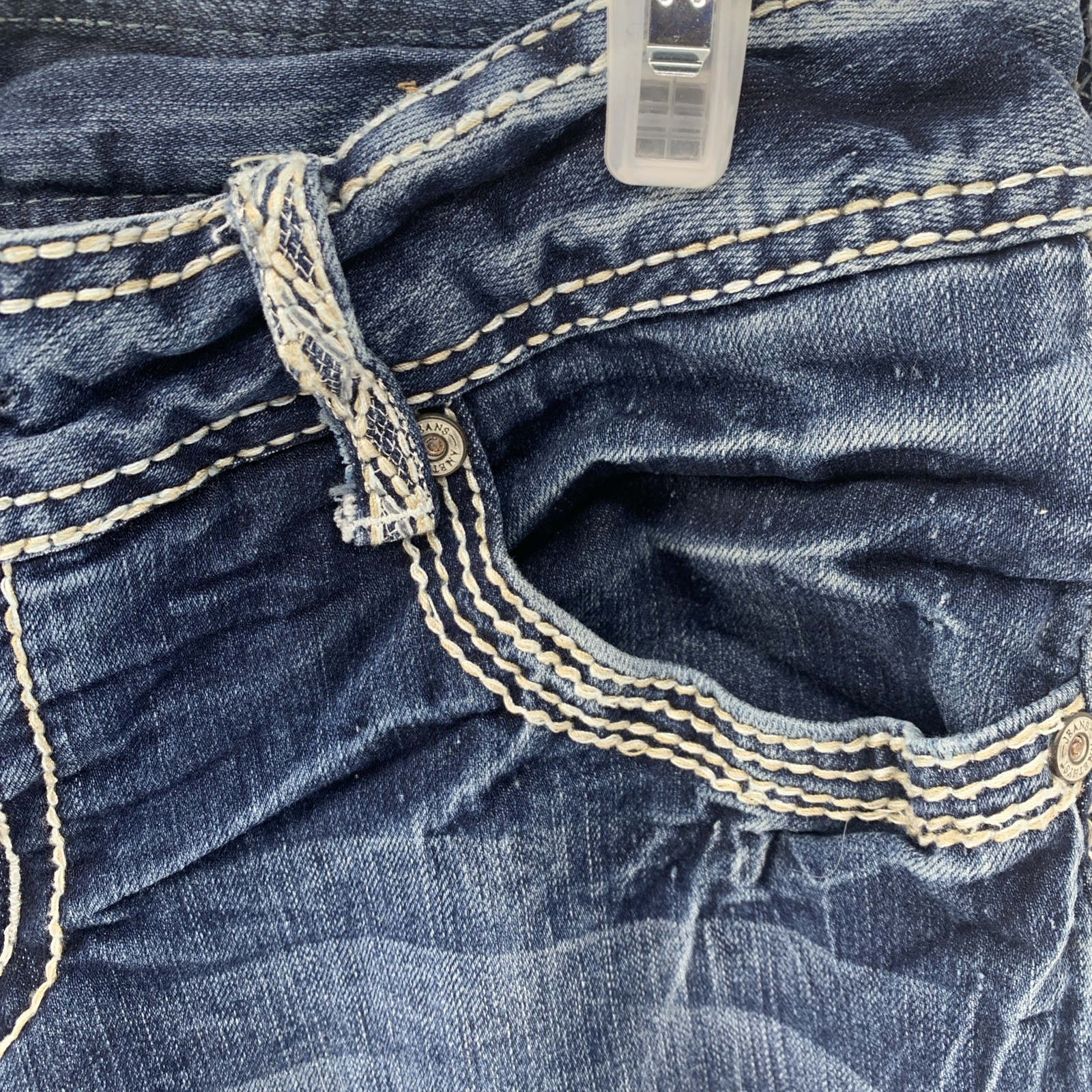 Amethyst Y2K Low Rise Bootcut Jeans Flare Blue Denim Western Size 7 PocketAccent