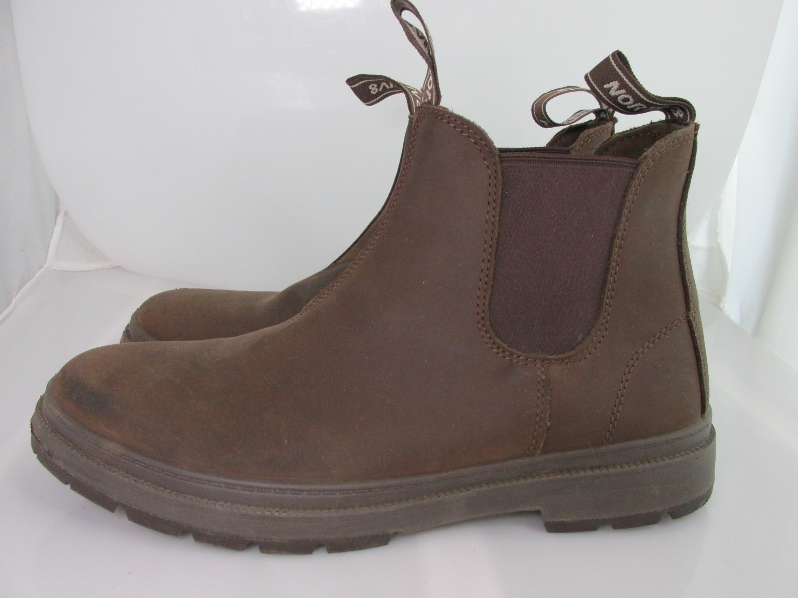 NORTIV 8 Men’s Chelsea Work Boot Brown Leather Ankle Slip On Casual Shoe Size 13