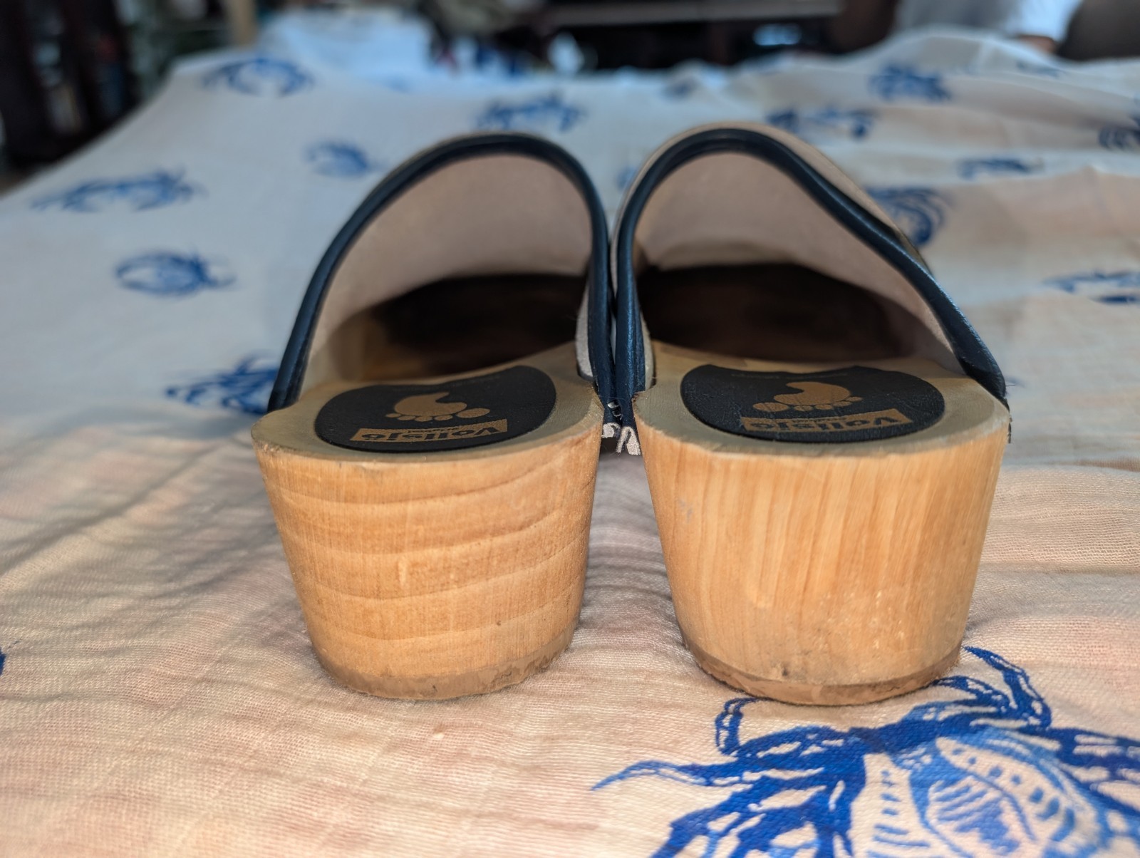 Vollsjo Original Swedish Design Blue Leather Clogs Sz 37 USA Ladies Sz 6.5-7